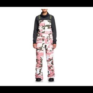 women’s DC snowboard bibs, pink camo, brand new with tags